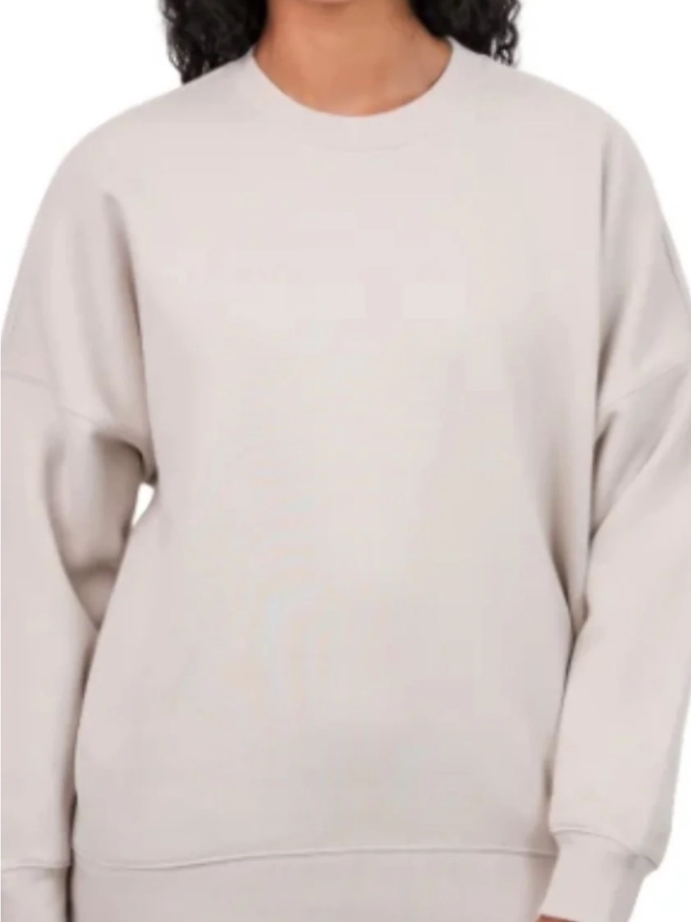 Tuff Athletics Oversized Fleece Crewneck Sweatshirt - Light Beige/Pearl, Size L